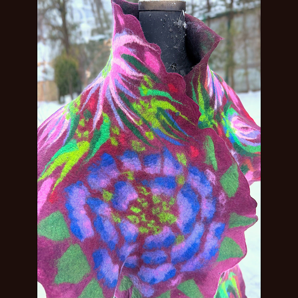 Handmade wool Felted Scarf 80” X 17”