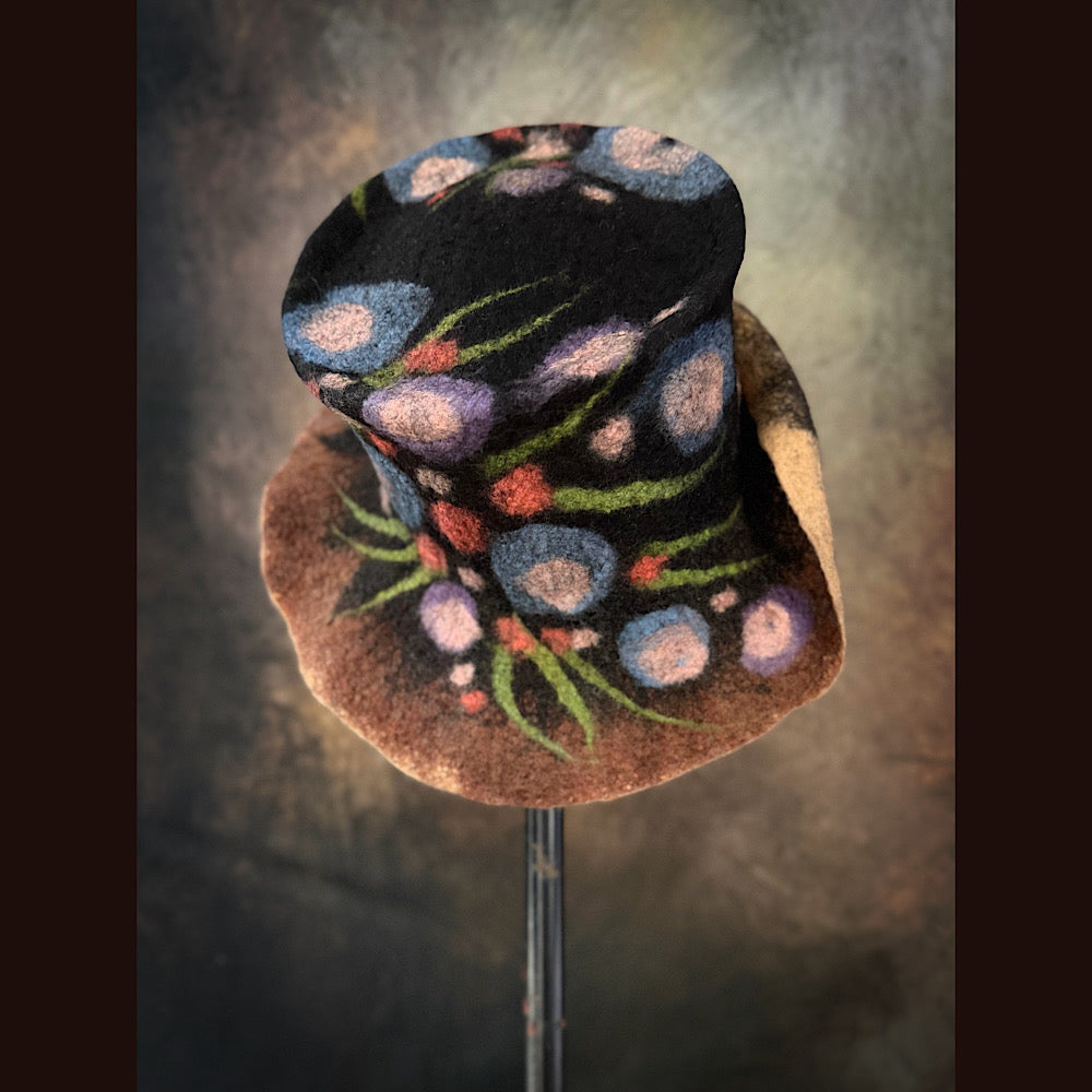 OOAK Handmade wool Felted hat 23” medium