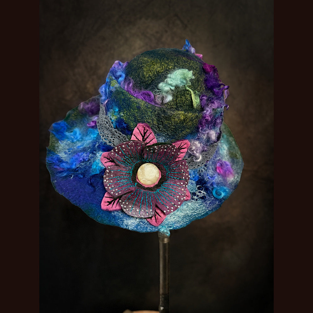 Handmade wool Felted hat 23.5” medium