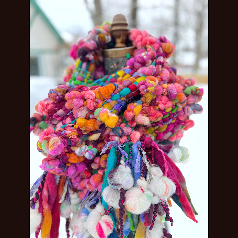 Winter rose Woven art yarn Scarf 104” X 8”