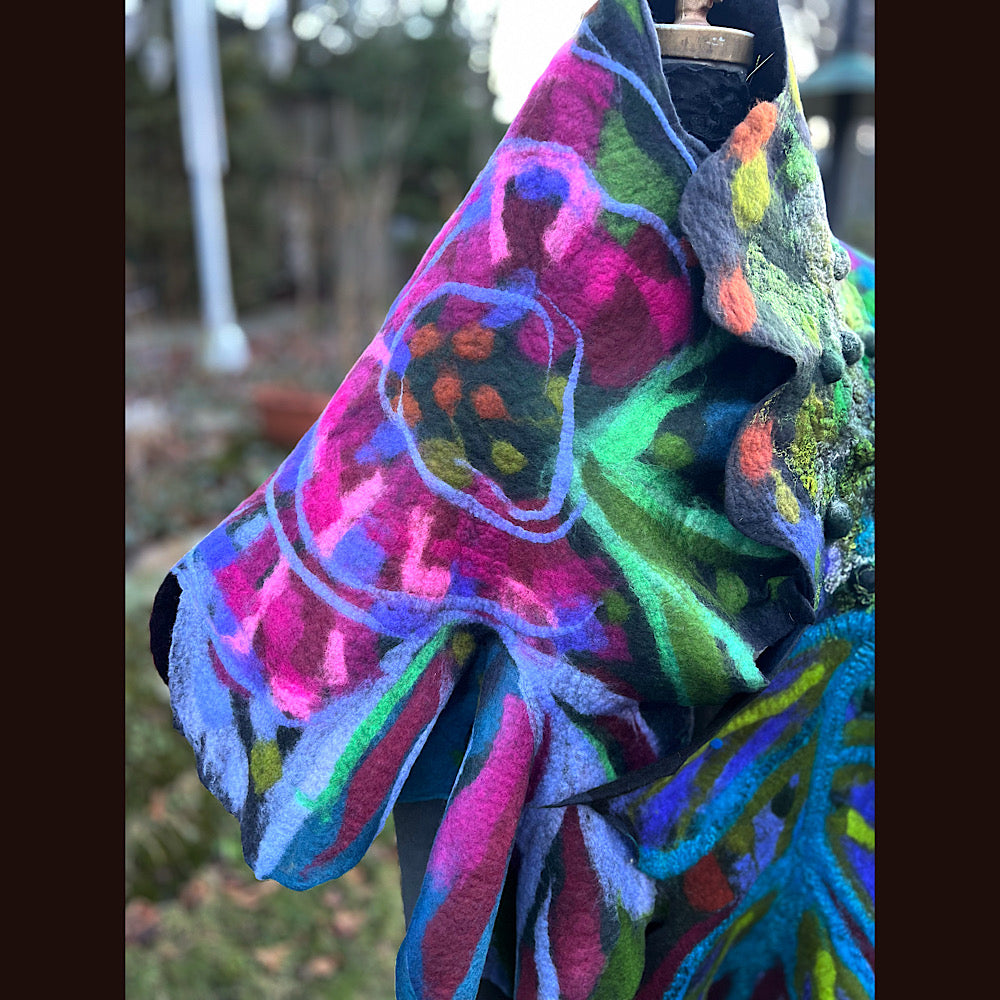 Rose Felted Shawl 84” X 29”