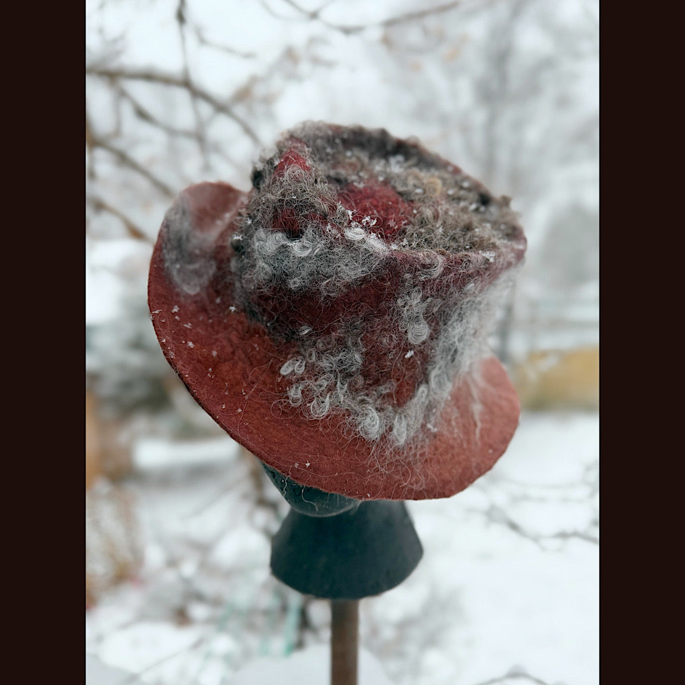 Handmade wool Felted hat 22.5” small
