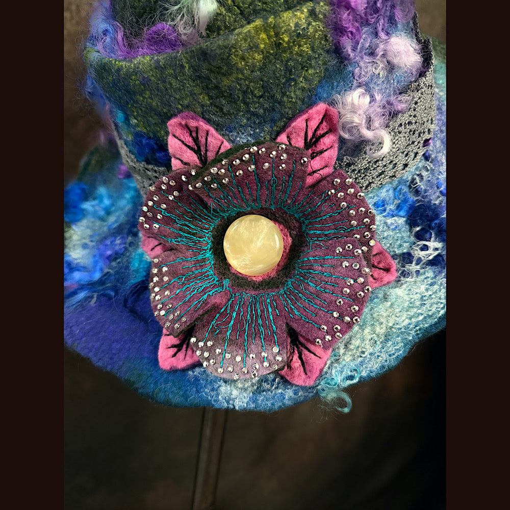 Handmade wool Felted hat 23.5” medium