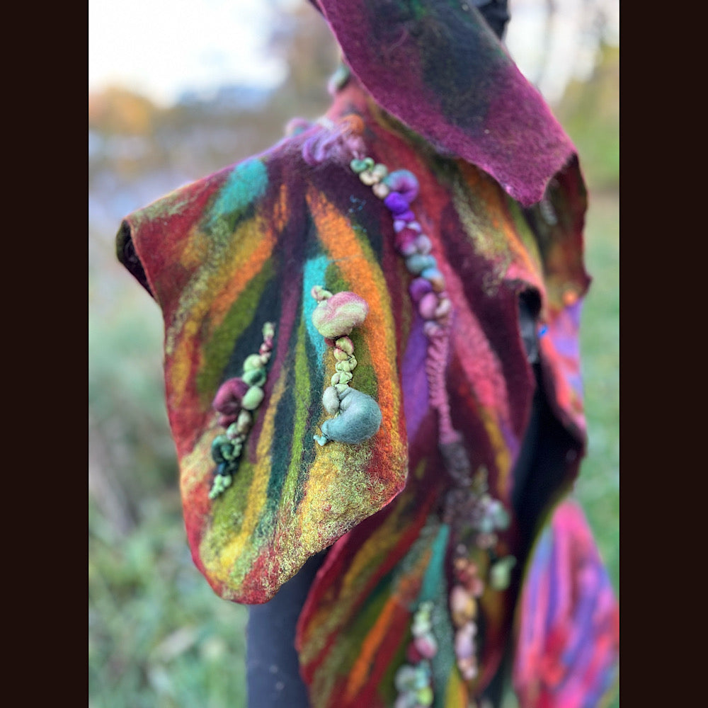 Wild Rose Felted Scarf 70” x 25”