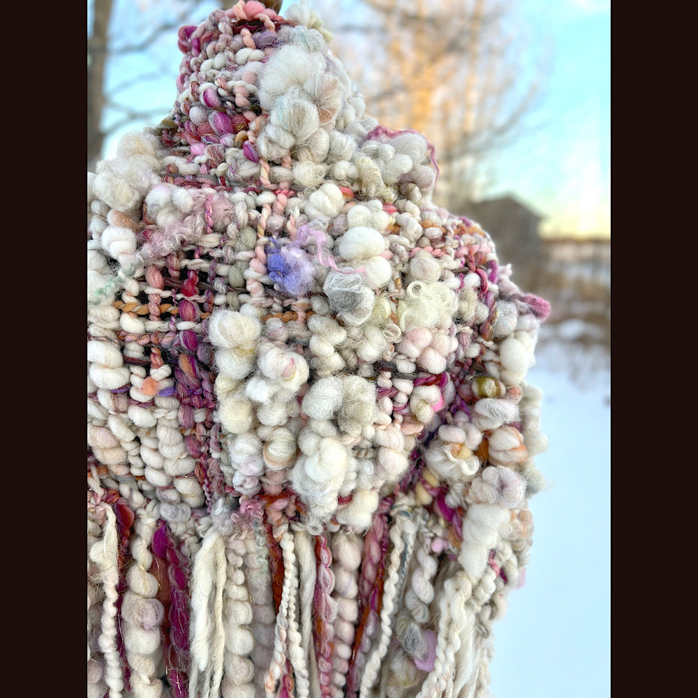 The Snow Rose Shawl  64” X 22”  1.3 pound