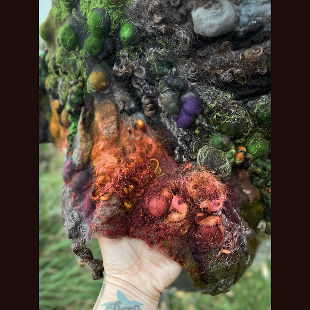 Reserved- Tundra felted shawl 78” X 22”- *this shawl has been extended *