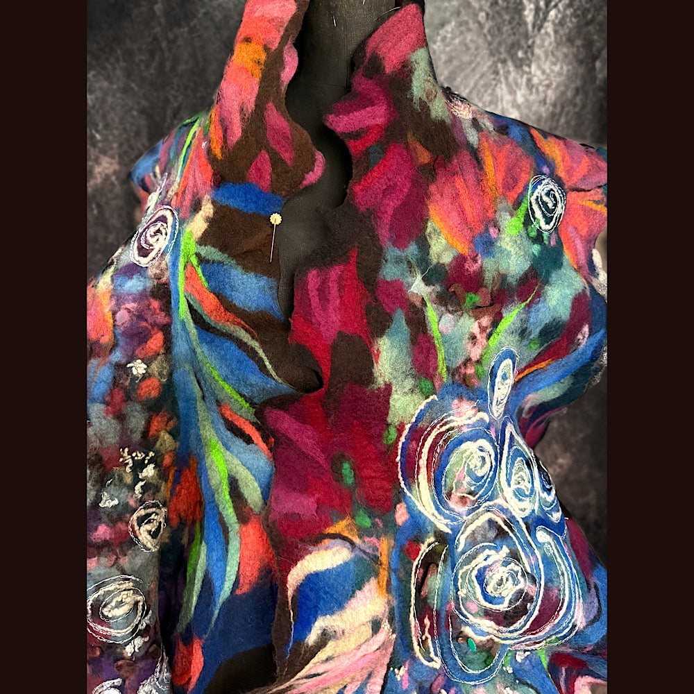 OOAK Handmade wool Felted Scarf 86” X 17”