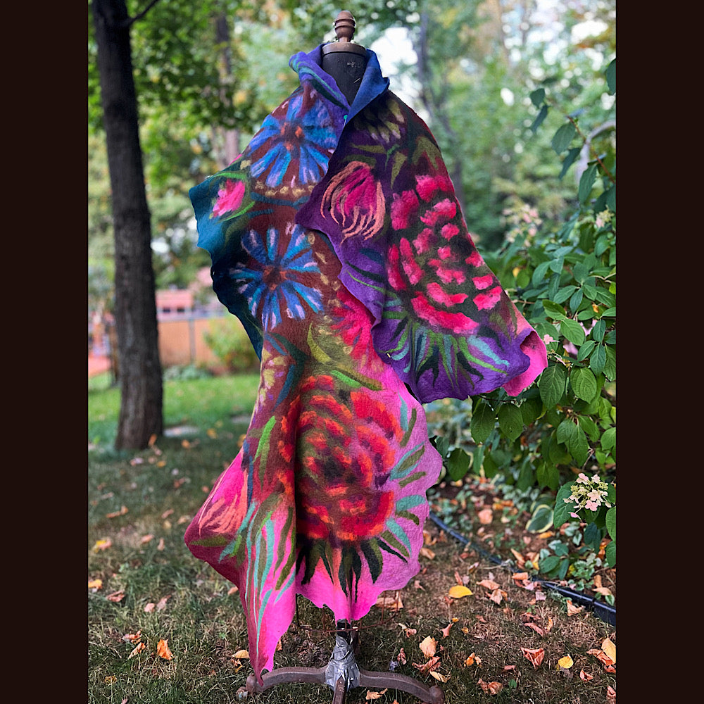 Handmade Felted wool Scarf 86” X 26”