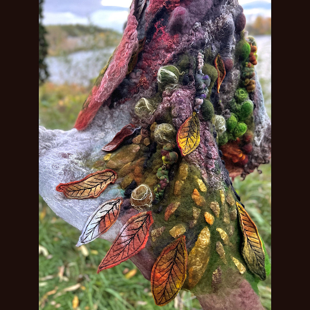 Reserved- Tundra felted shawl 78” X 22”- *this shawl has been extended *