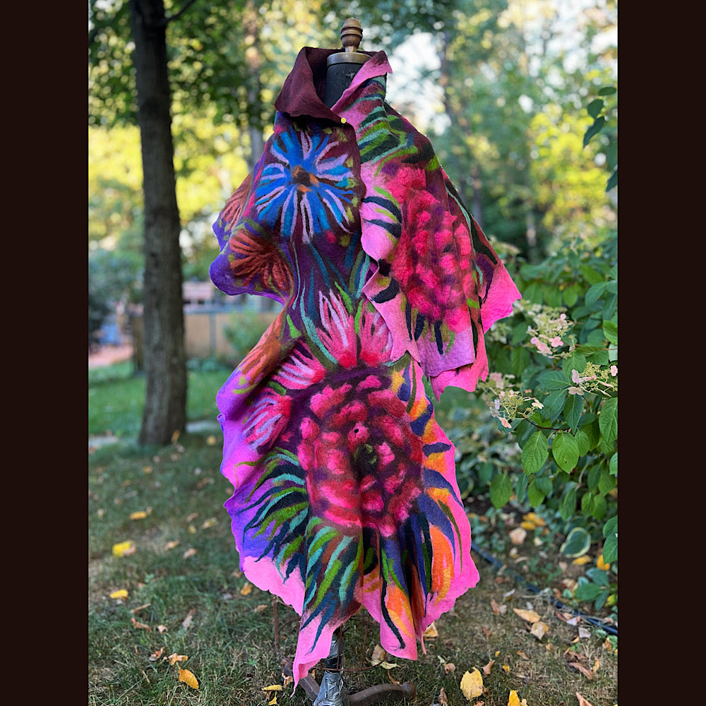 Handmade Felted wool Scarf 82” X 24”