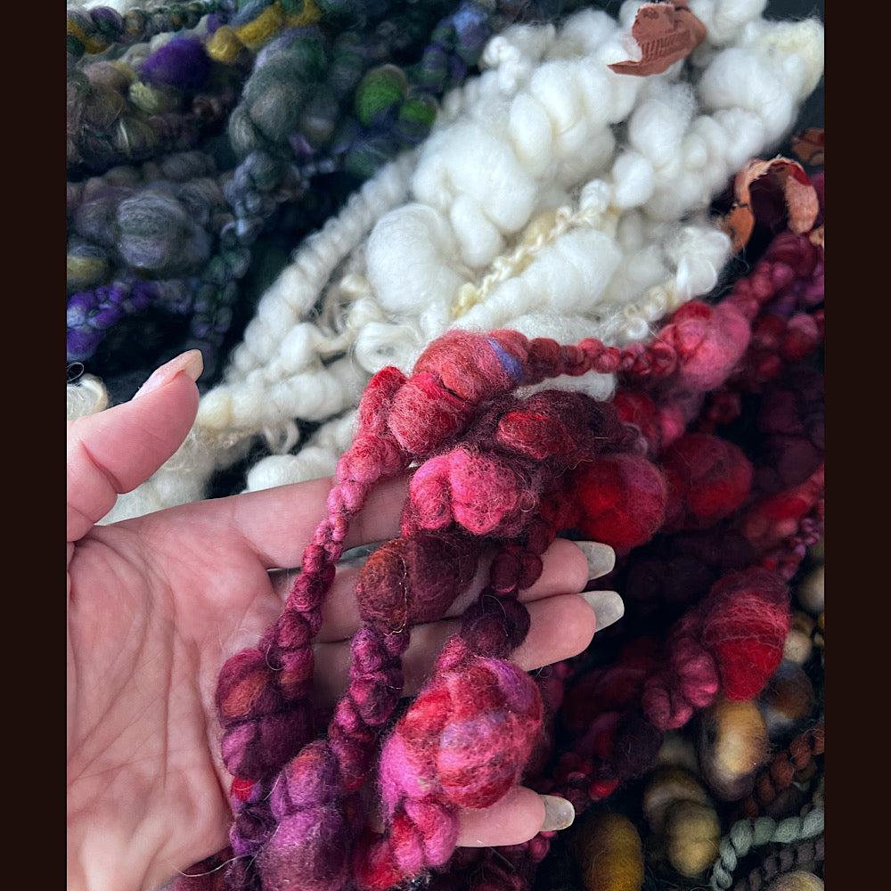 Large lot of art yarn for weaving  13.4 oz