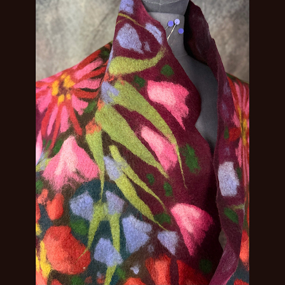 OOAK Handmade wool Felted Scarf 85” X 20” Original art work