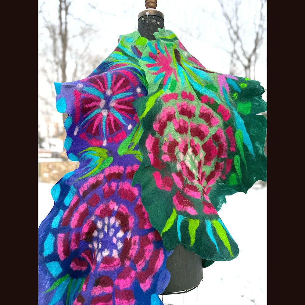 Handmade wool Felted Scarf 90” X 24”