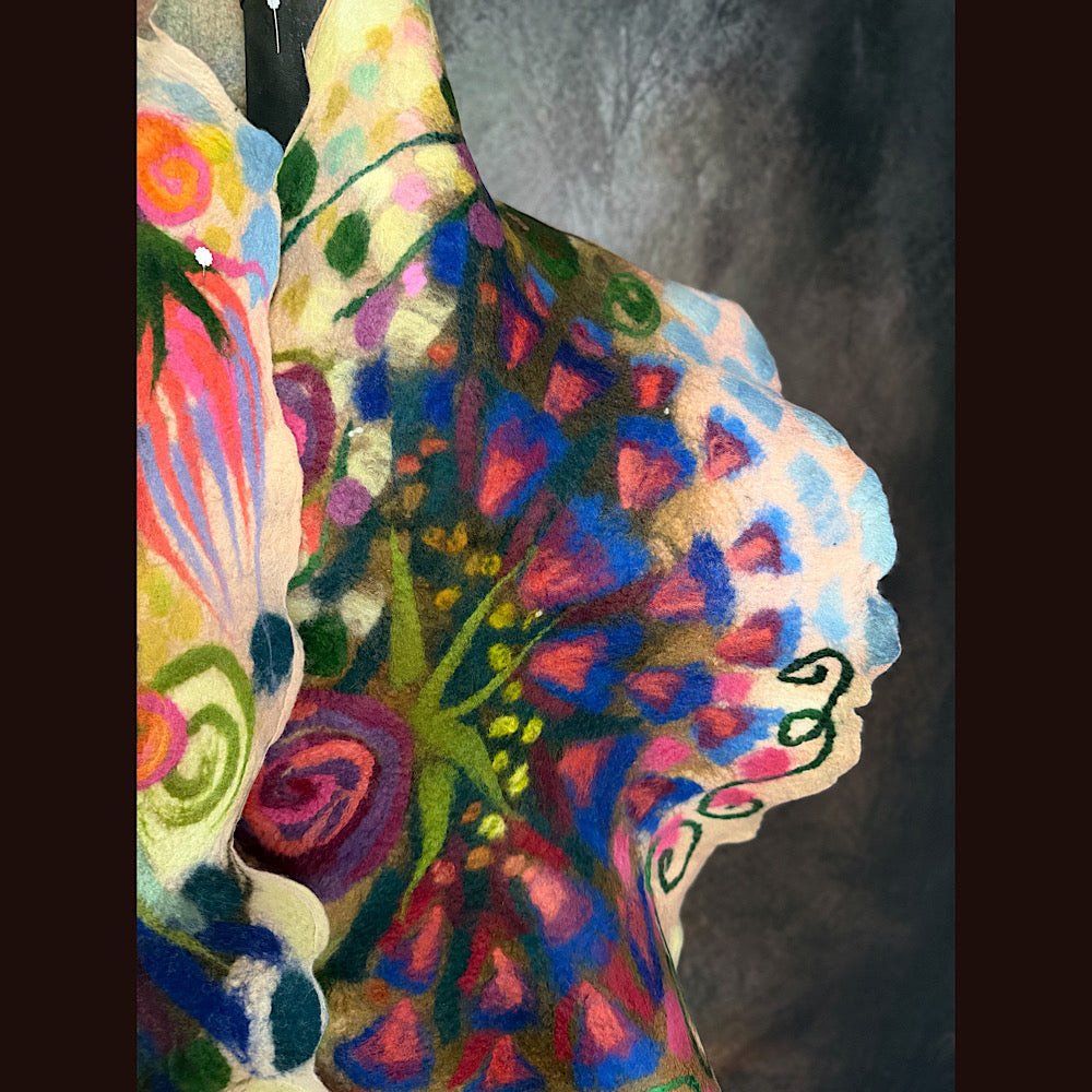 OOAK Handmade wool Felted Scarf 84” X 18”