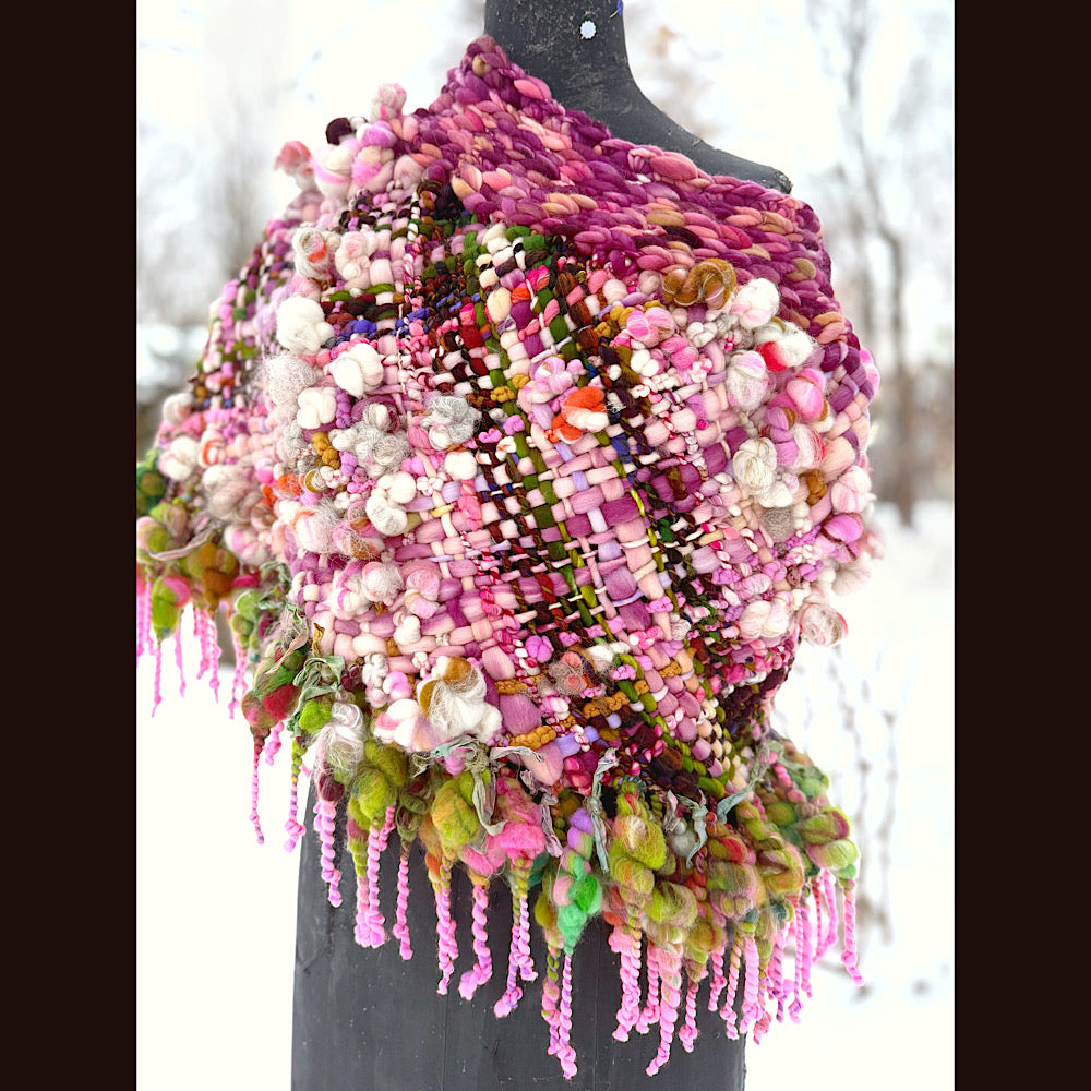 Handmade wool Woven Scarf shawlette 26”X  20” larger size