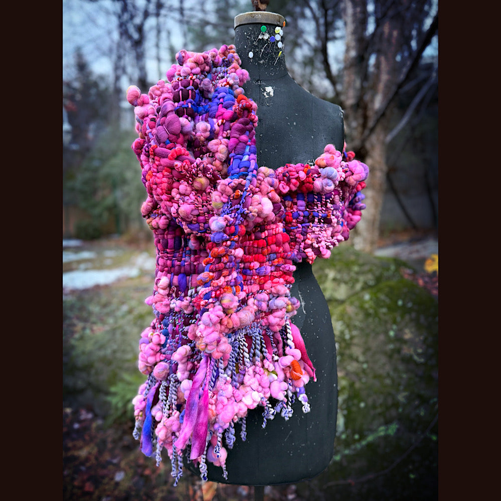 Handmade wool Woven Scarf 98” X 9”