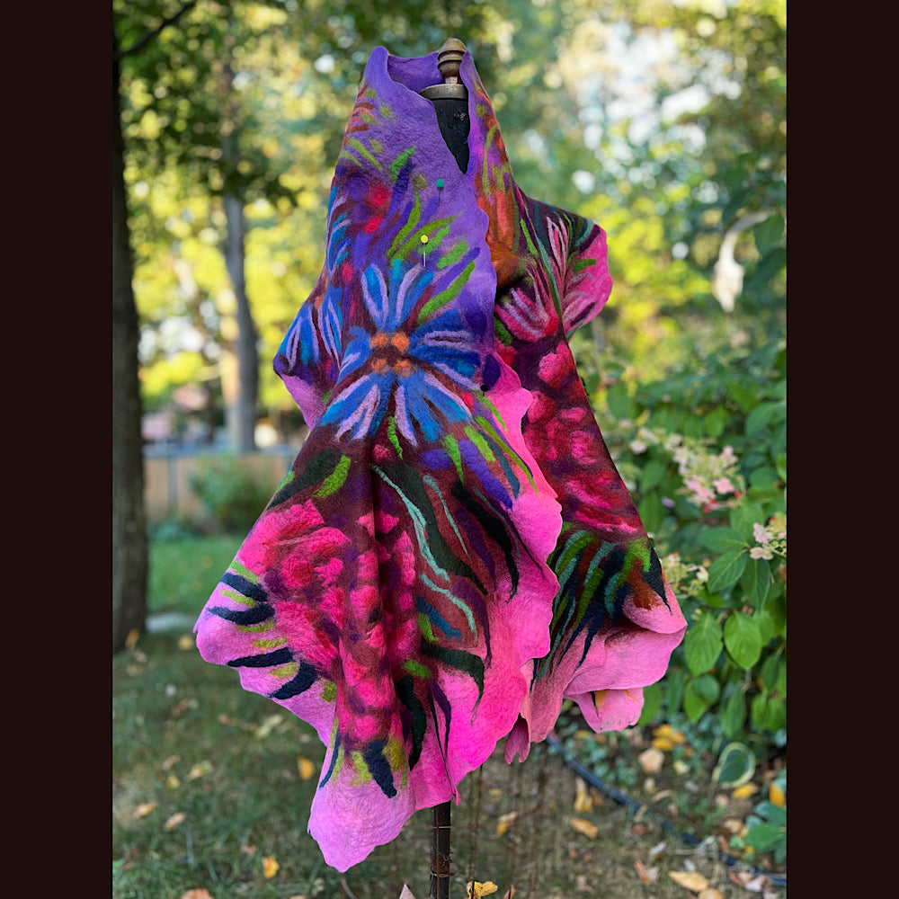 Handmade Felted wool Scarf 82” X 24”