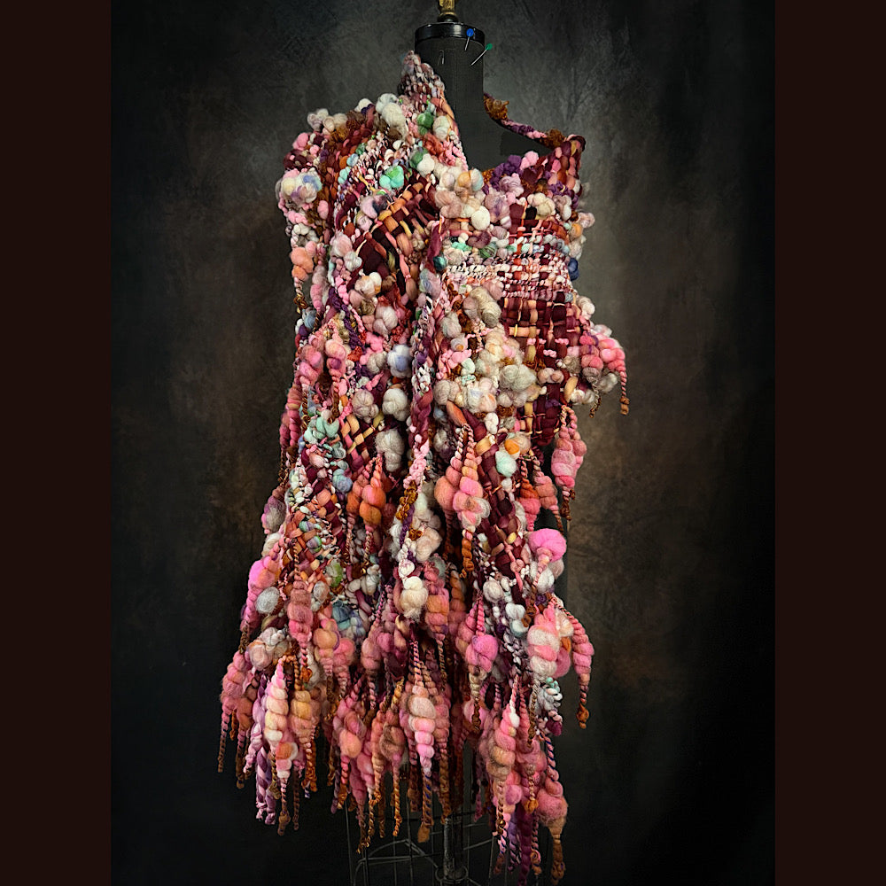 Handmade wool Woven Scarf 86” X 11”