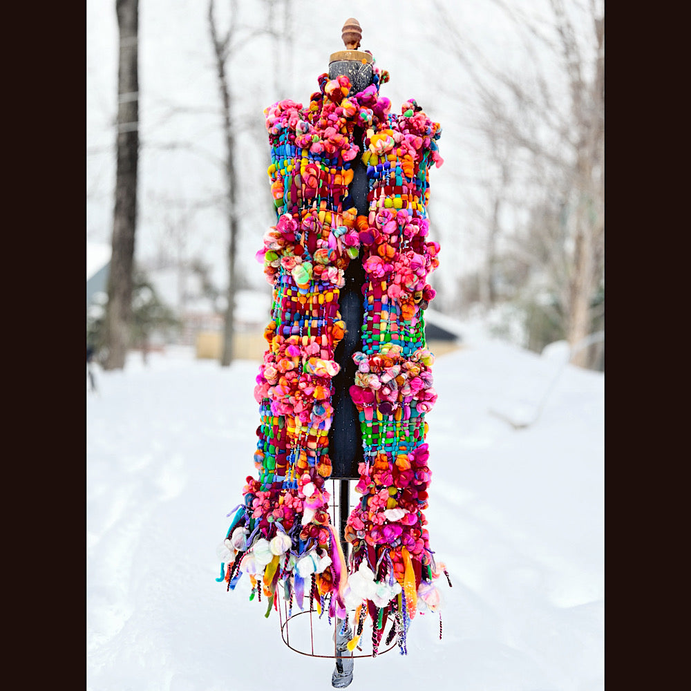 Winter rose Woven art yarn Scarf 104” X 8”