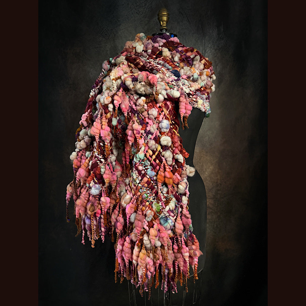 Handmade wool Woven Scarf 86” X 11”