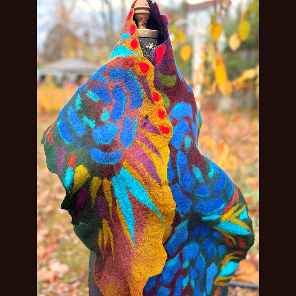 Handmade wool Felted Scarf 92” X 16”