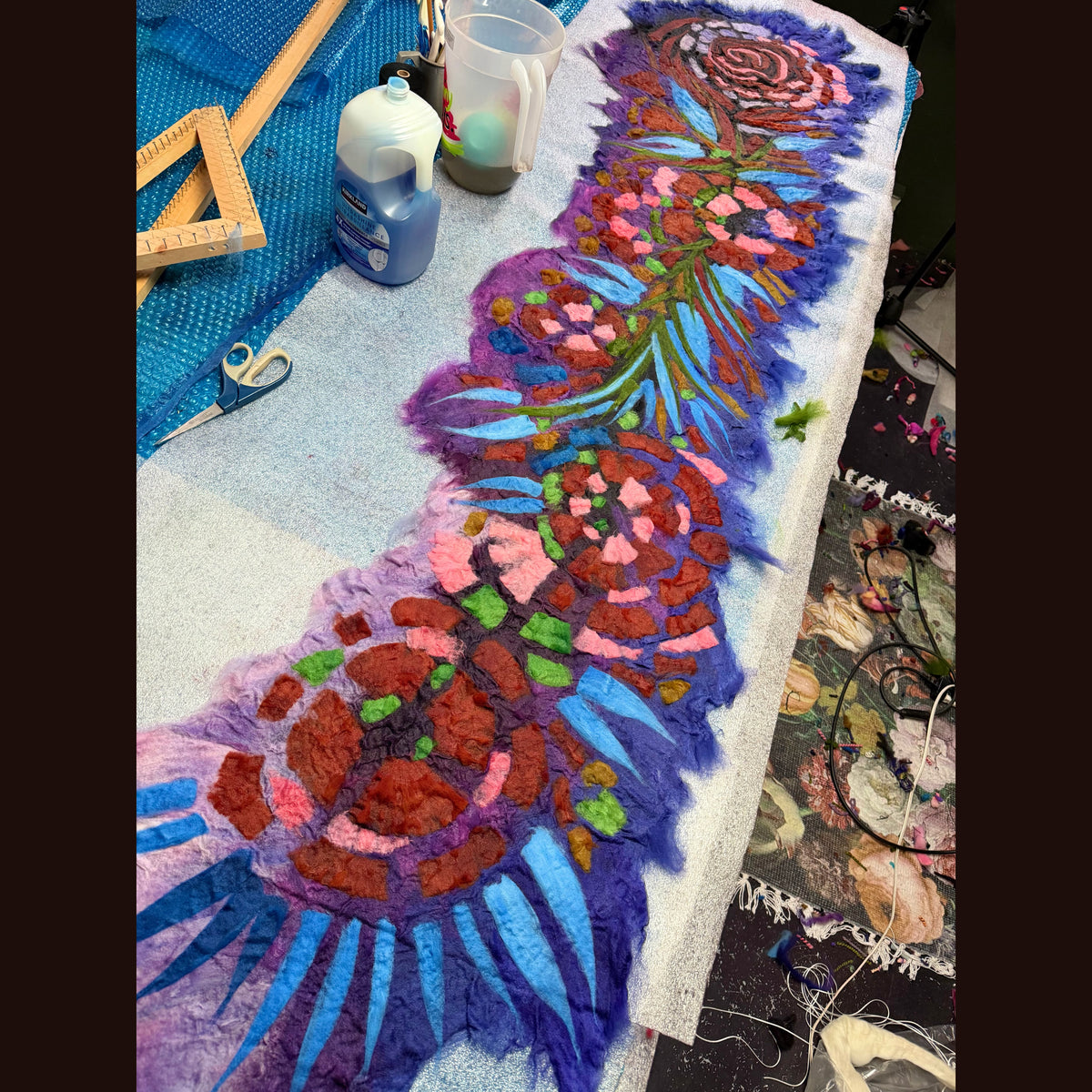 Handmade wool Felted Scarf 80” X 19”