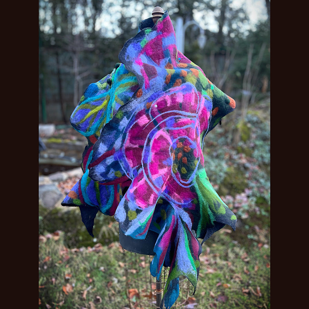 Rose Felted Shawl 84” X 29”