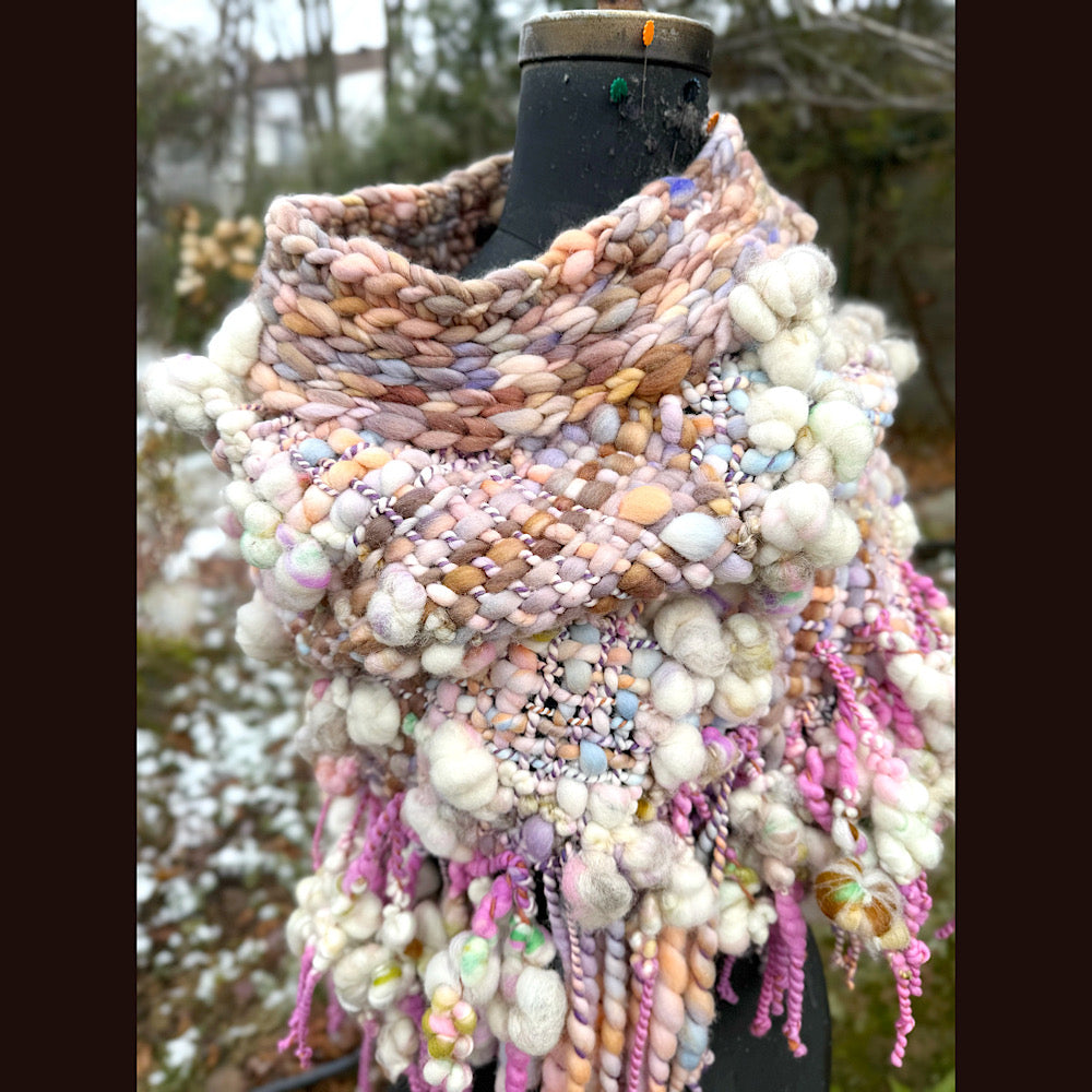 Handmade wool Woven Scarf shawlette 19”X 20”
