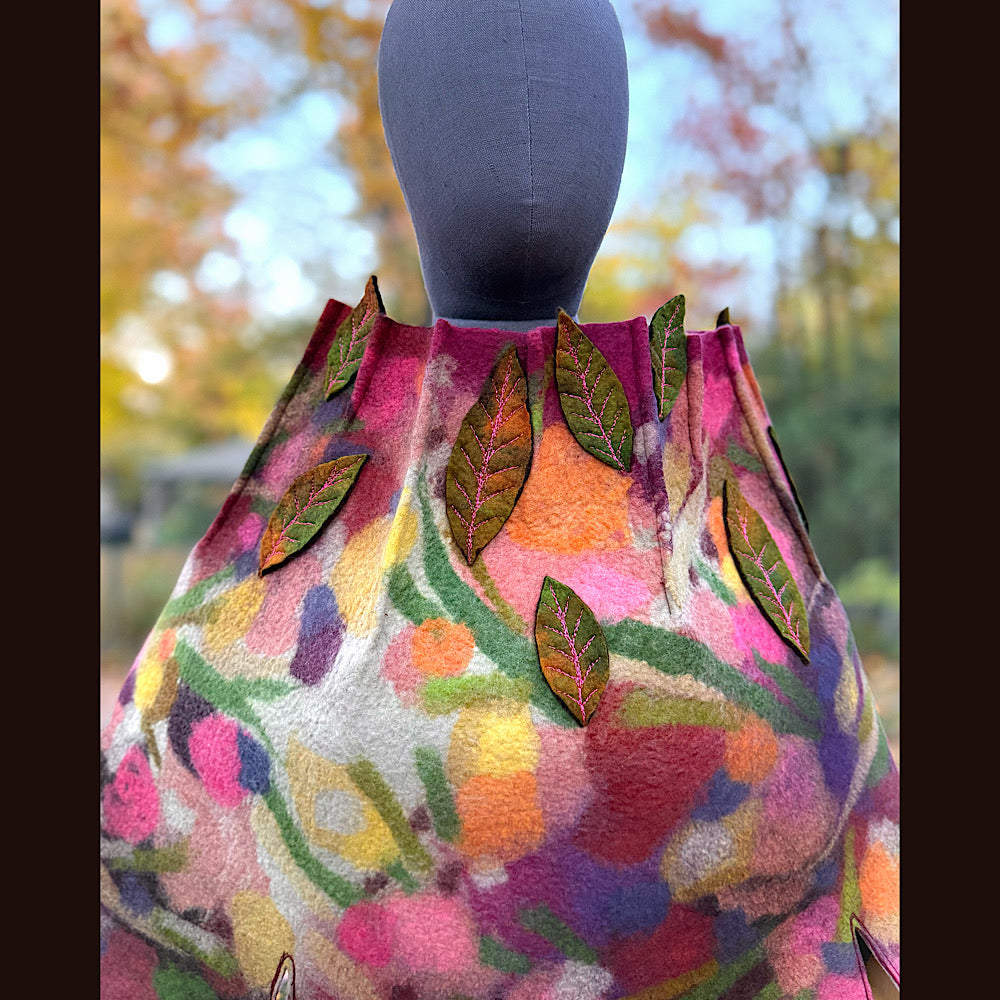 OOAK Handmade wool Felted Capelette 26” X 21” Original art work