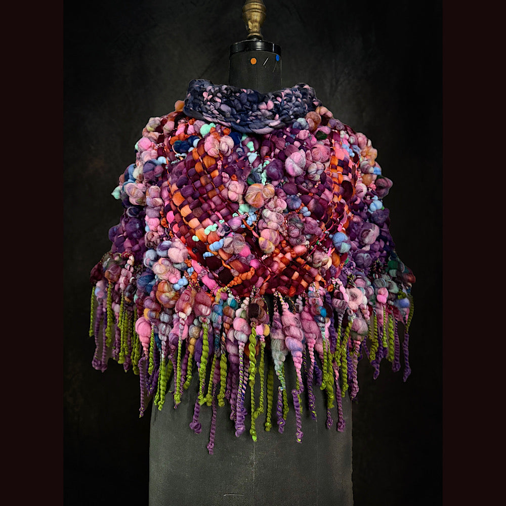 Handmade wool Woven Scarf shawlette 25” X  20” larger size