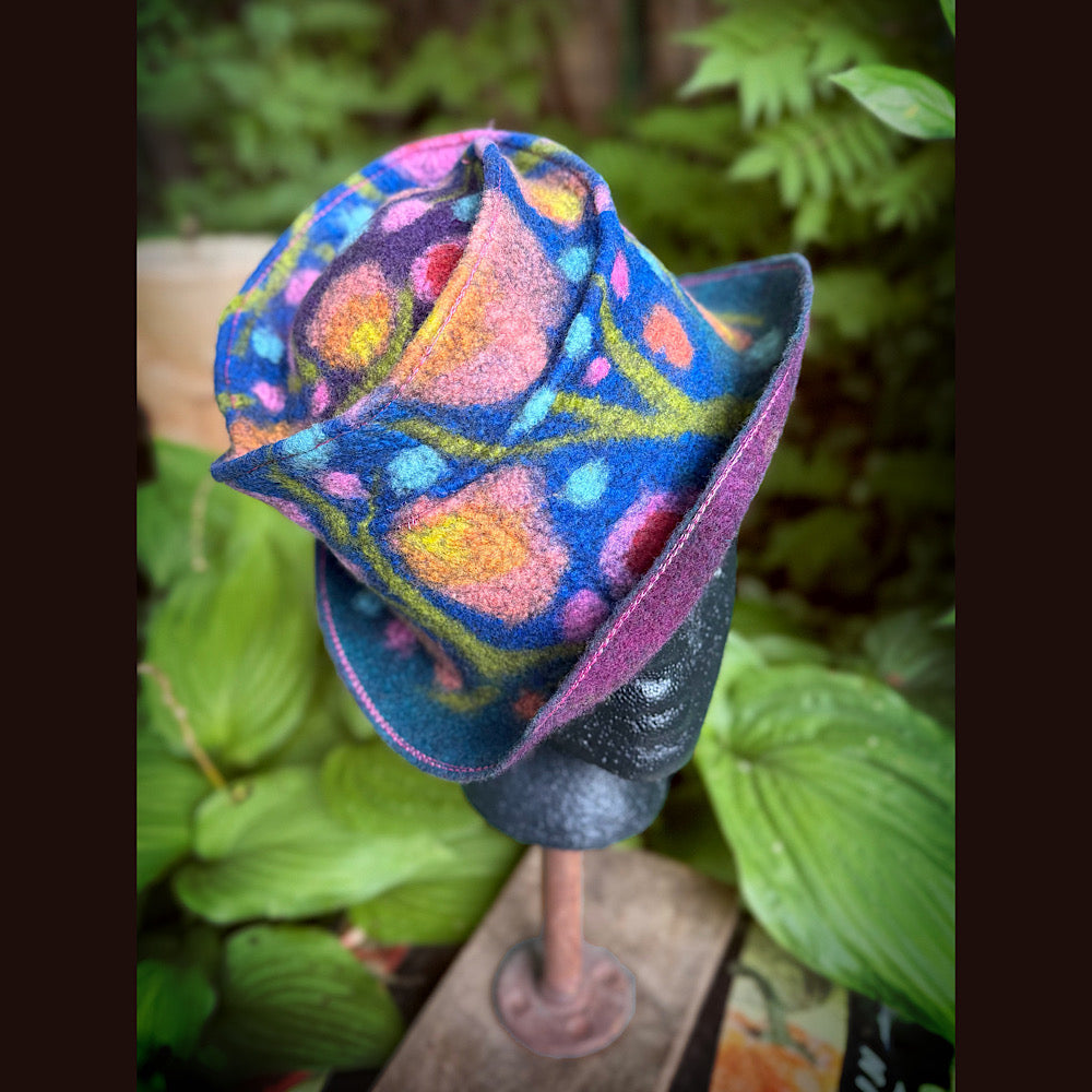 OOAK Handmade wool Felted hat 22” small