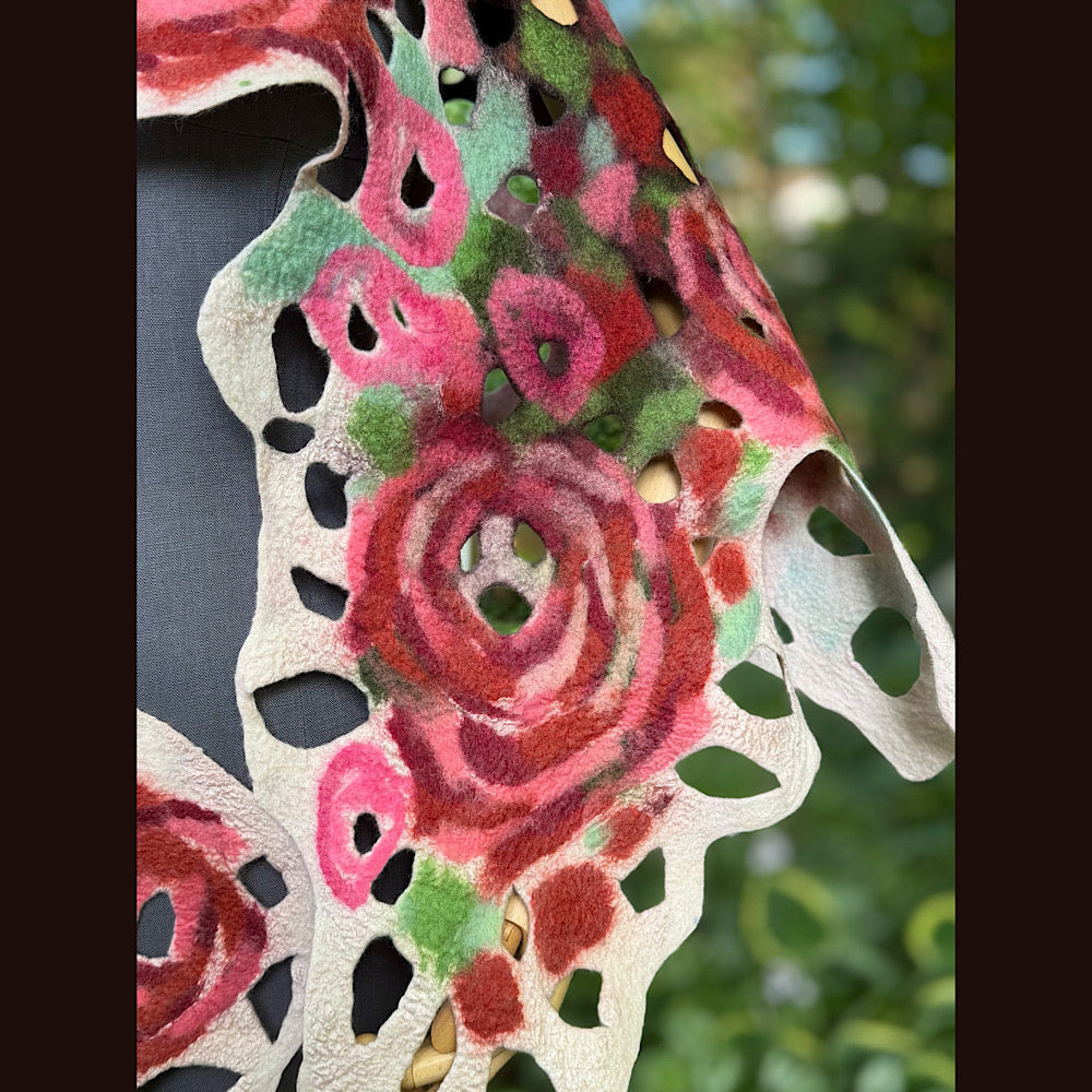OOAK Handmade wool Felted Scarf 90” X 29” Original art work