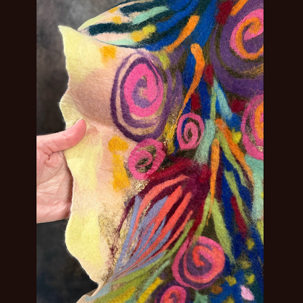 OOAK Handmade wool Felted Scarf 84” X 18”