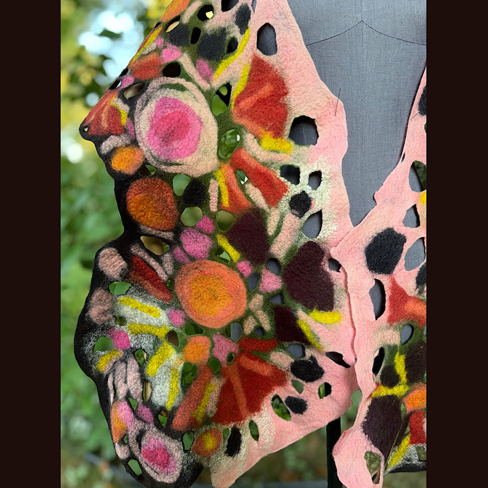 OOAK Handmade wool Felted Scarf 82” X 17” Original art work