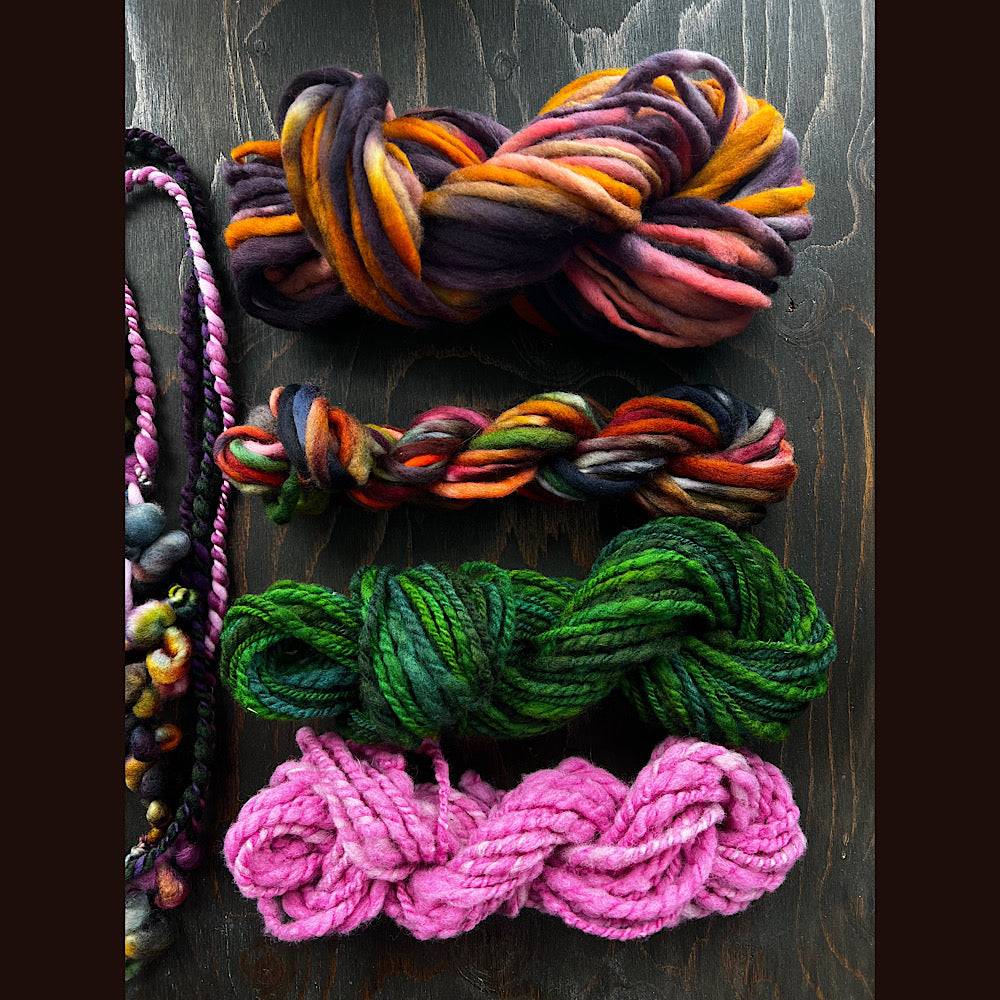 Large lot of hand spun yarn for weaving  knitting crochet 12.3 oz