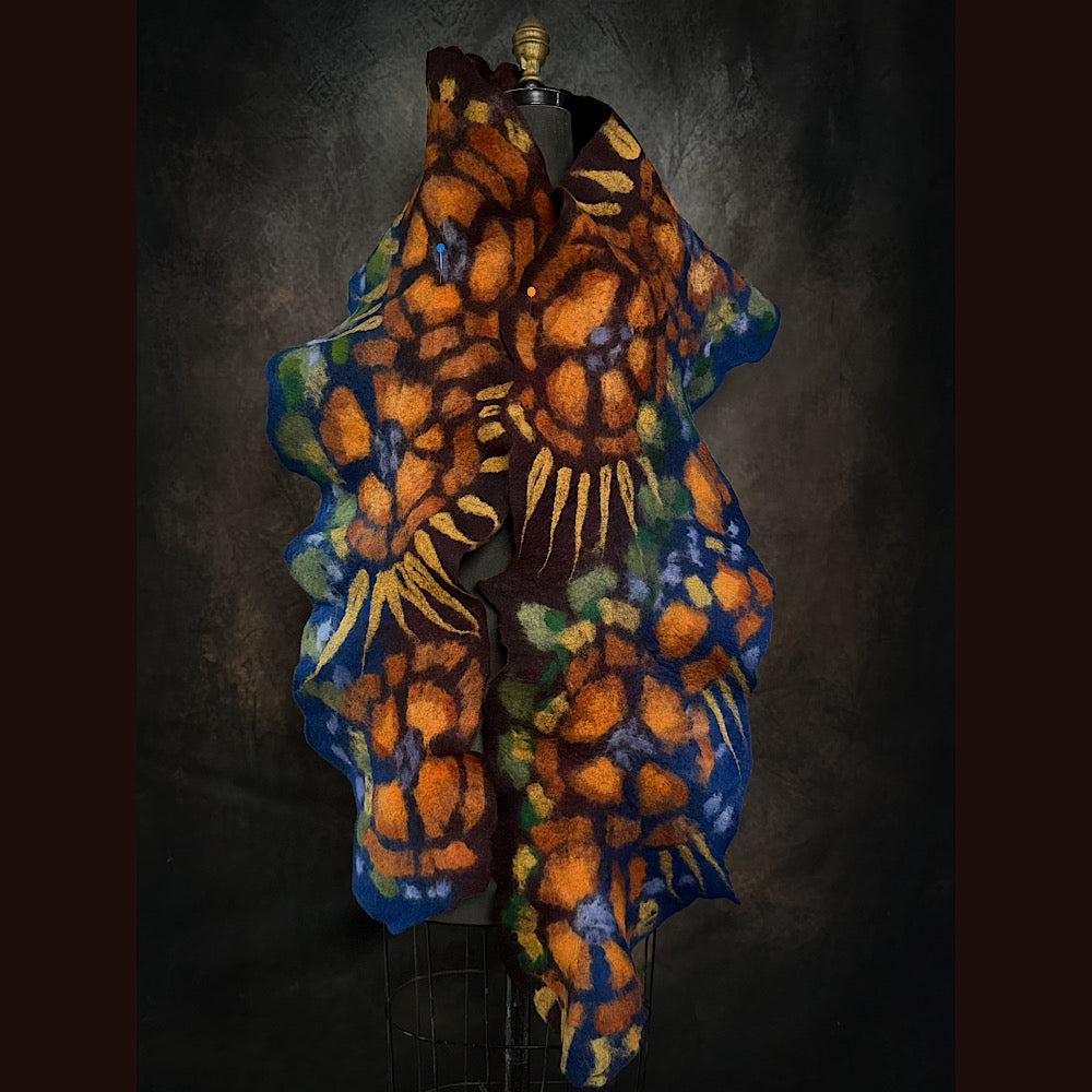 OOAK Handmade wool Felted Scarf 81” X 12”