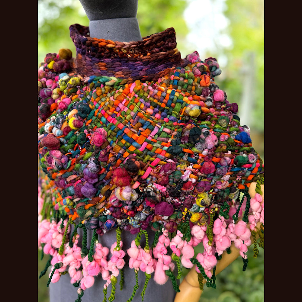OOAK Hand woven wool handmade Scarf shawlette