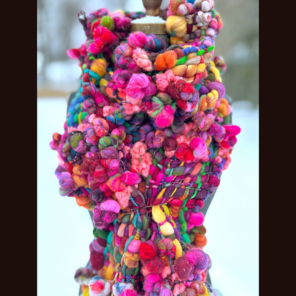 Winter rose Woven art yarn Scarf 104” X 8”