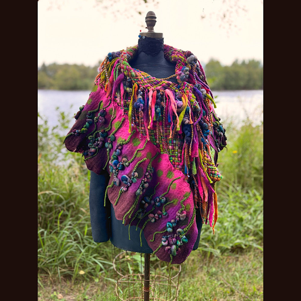 Felted and woven Shawl 55” X 27”