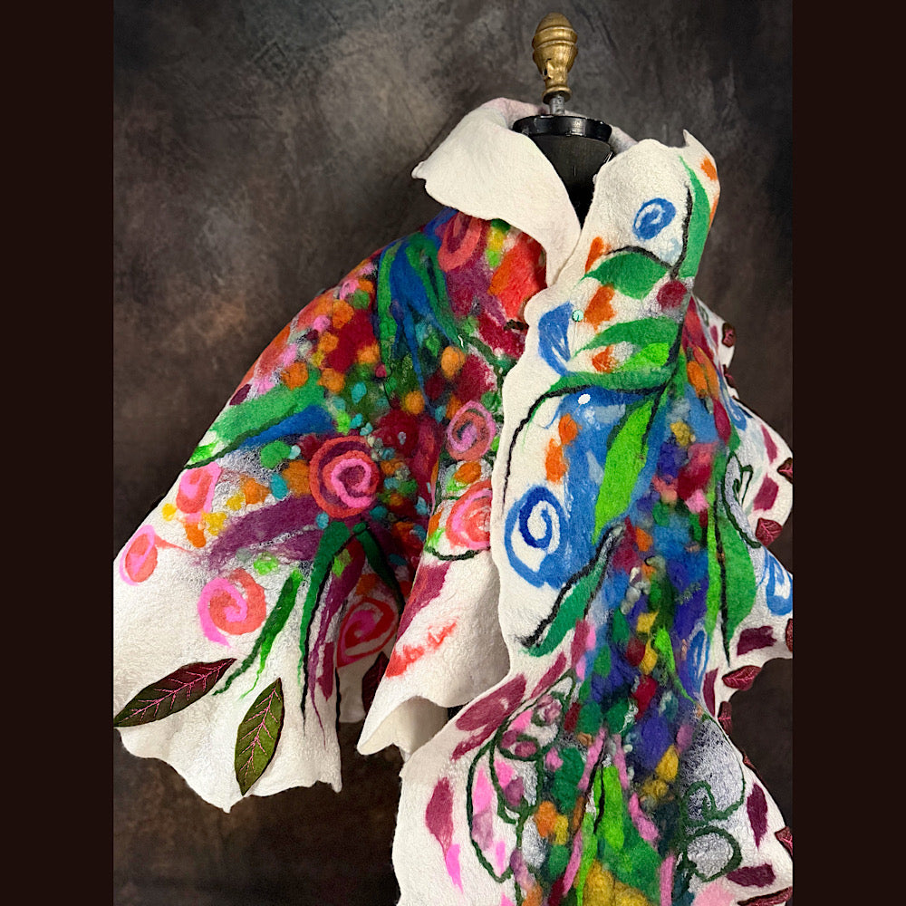 OOAK Handmade wool Felted Scarf 80” X 19”