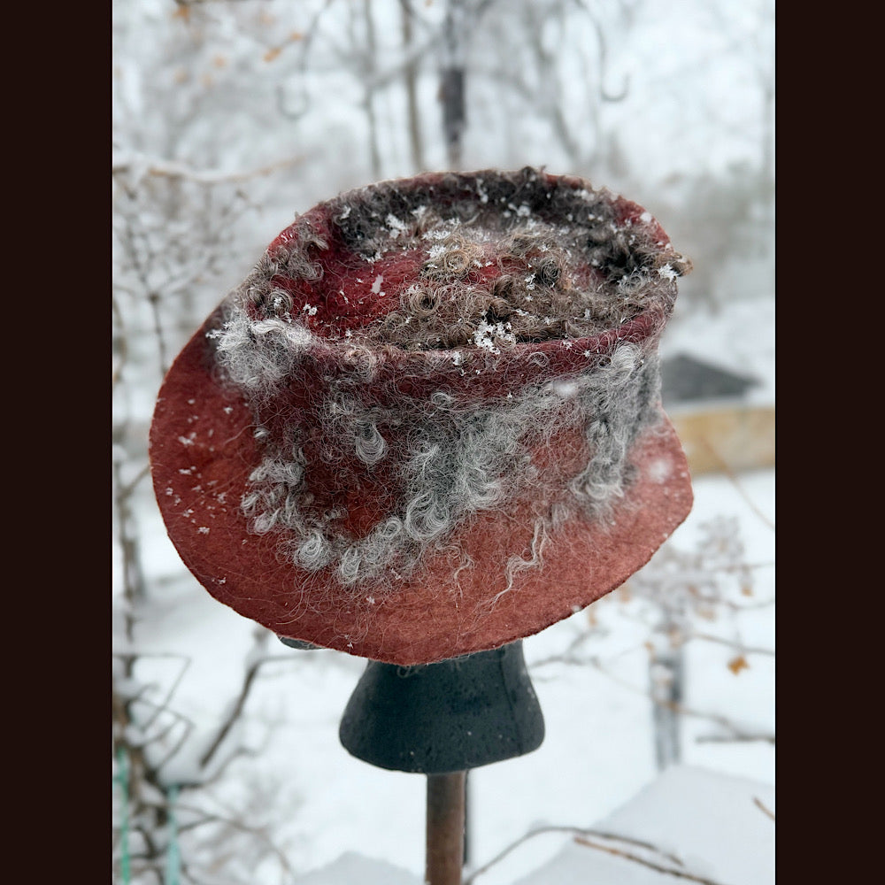 Handmade wool Felted hat 22.5” small