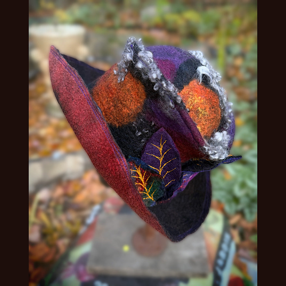 OOAK Handmade wool Felted hat 24” large