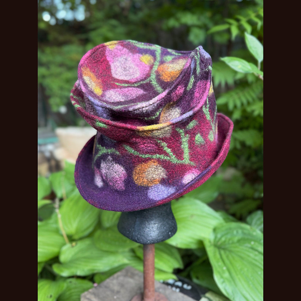OOAK Handmade wool Felted hat 22” small