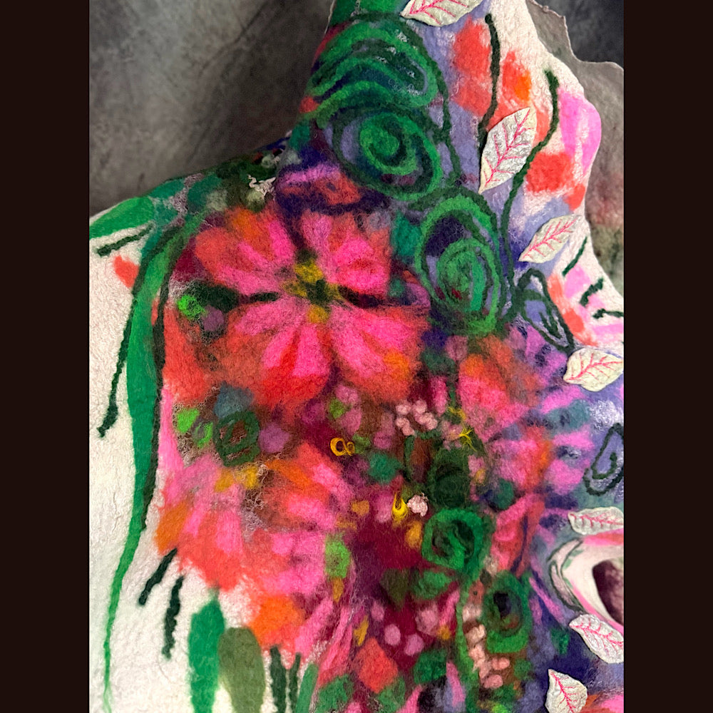 OOAK Handmade wool Felted Scarf 80” X 18”