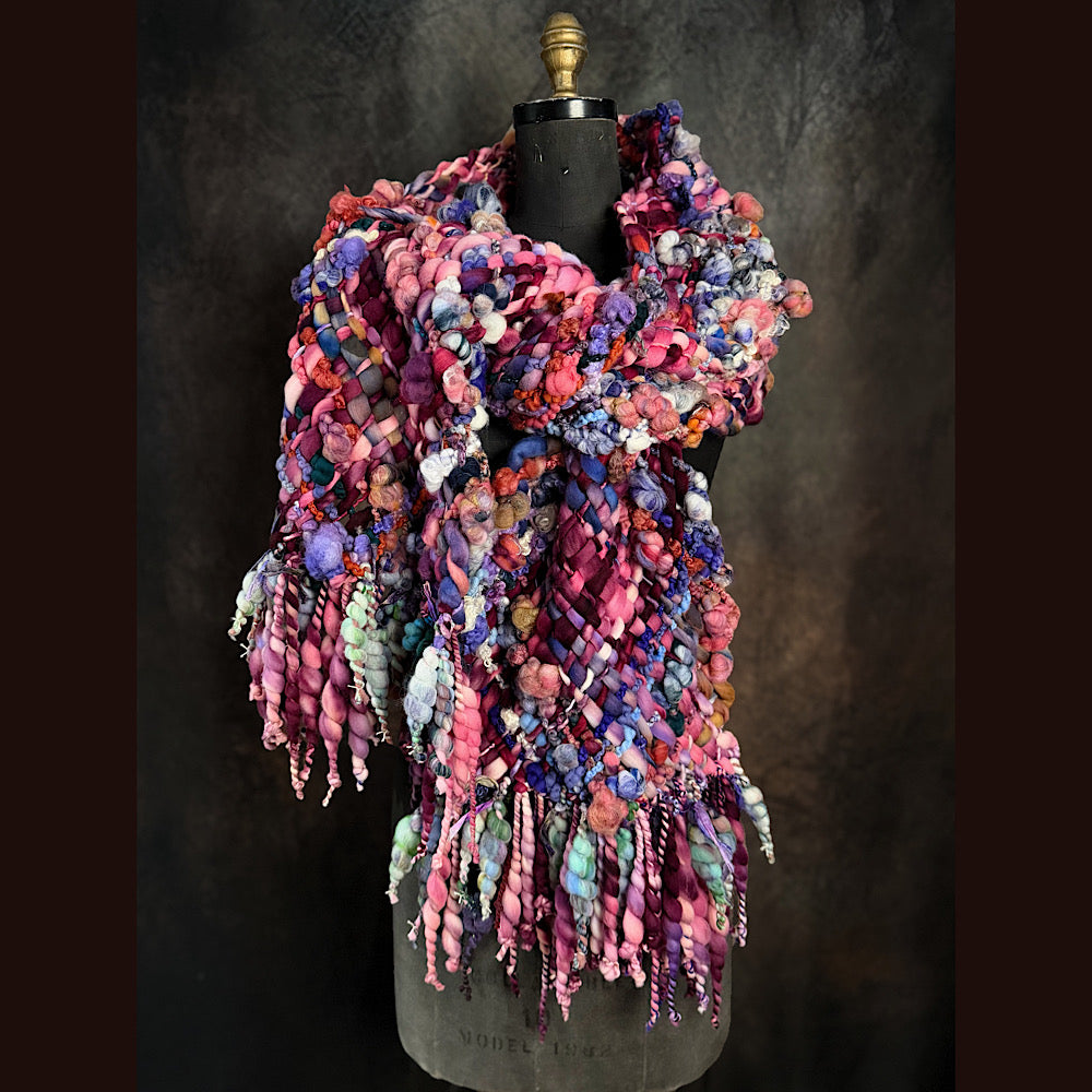 Handmade wool Woven Scarf 88” X 11”