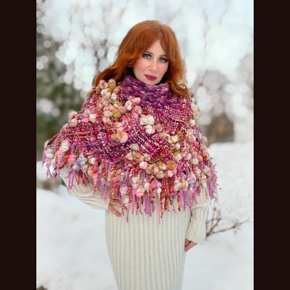 Handmade wool Woven Scarf shawlette 26”X  20” larger size