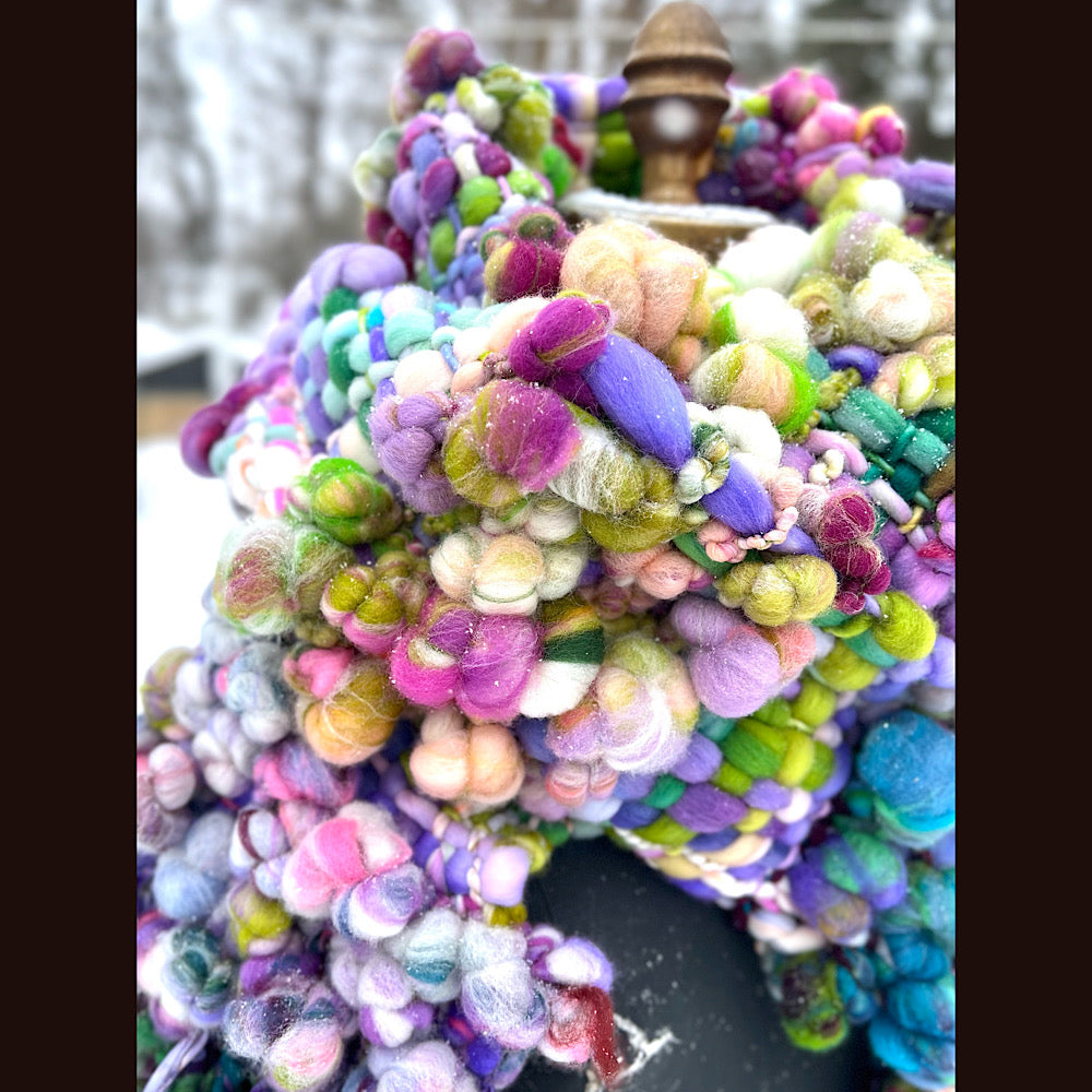 Winter rose Woven art yarn Scarf 100” X 7-8”