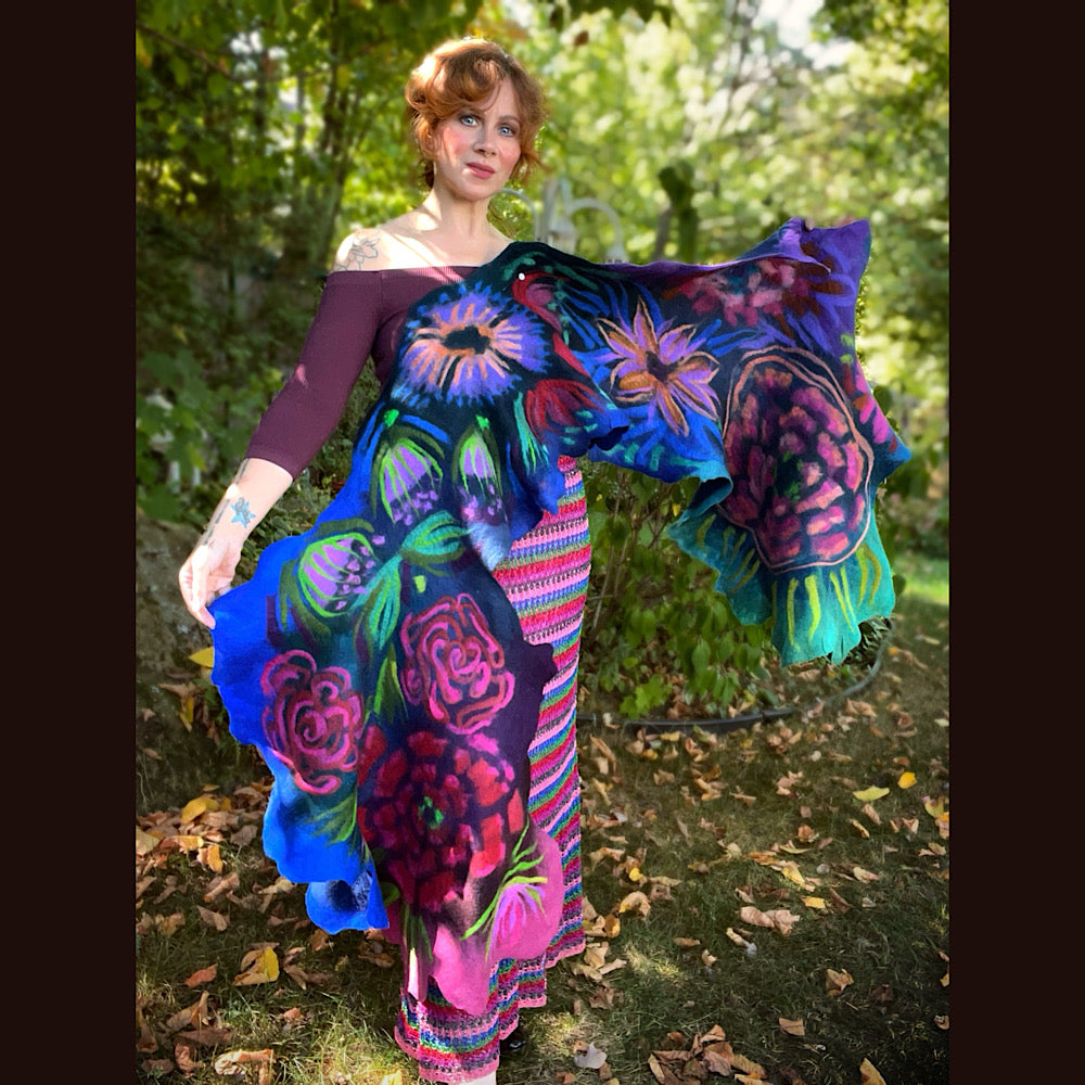 Handmade Felted Wool Scarf 80” X 26”