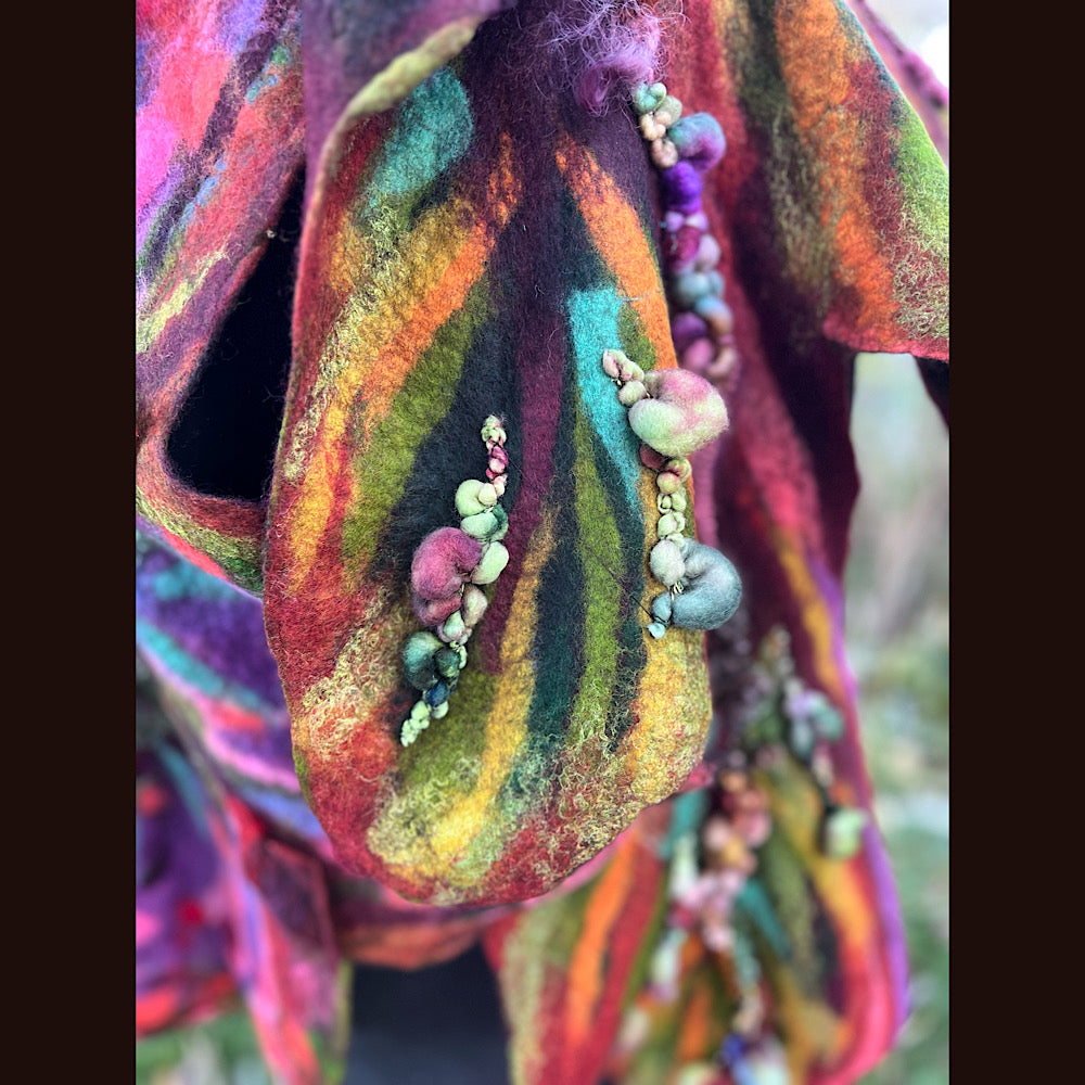 Wild Rose Felted Scarf 70” x 25”