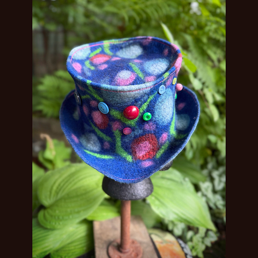 OOAK Handmade wool Felted hat 23.5” medium Silk lining